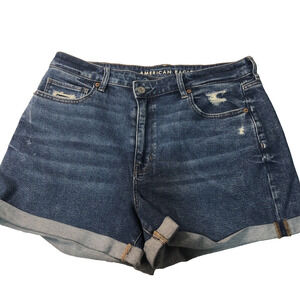 American Eagle Stretch Denim Shorts Womens Size 14 Blue Mom Short